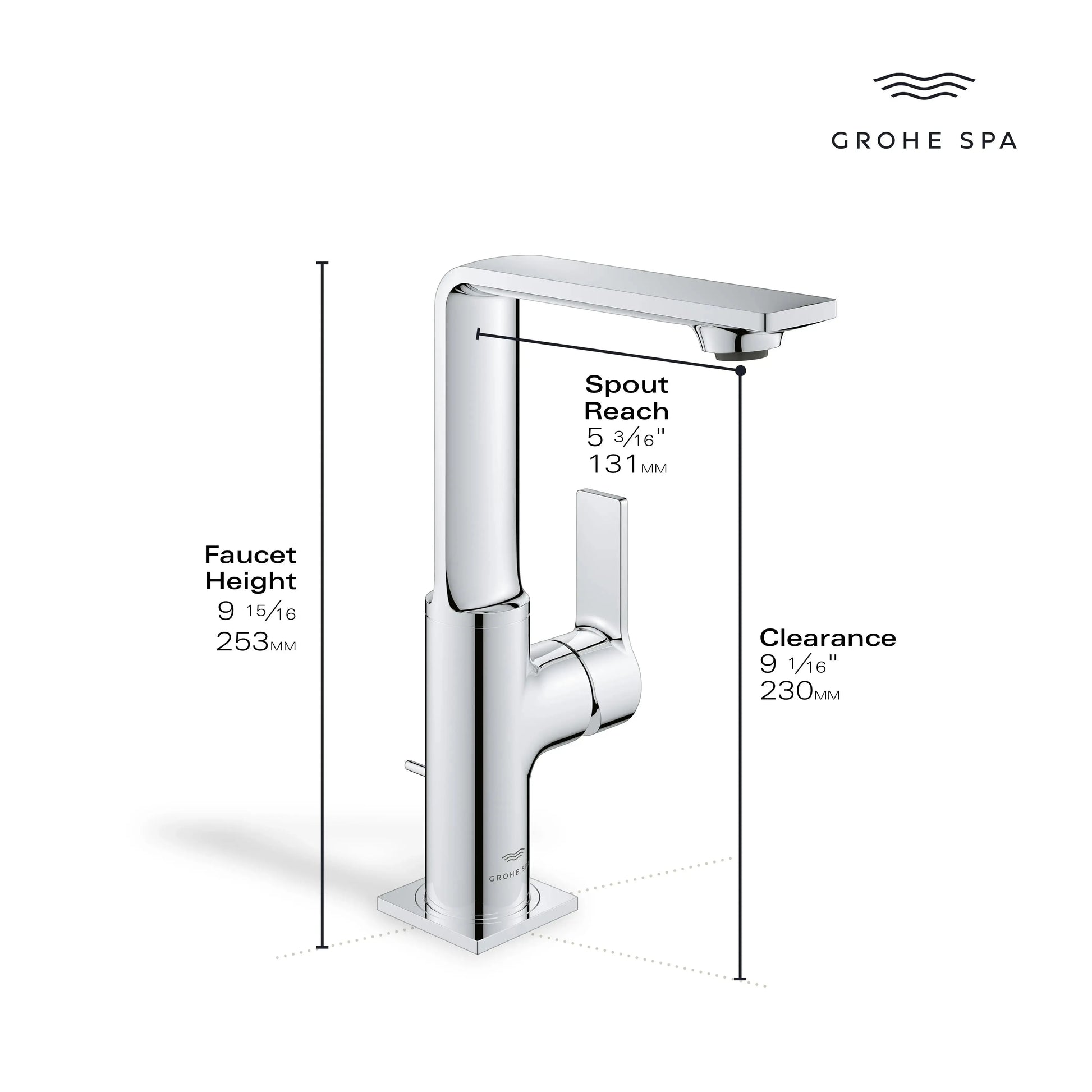 Grohe ALLURE LAVATORY CENTERSET L-SIZE Matte Black 238582431 - Plumbing Market