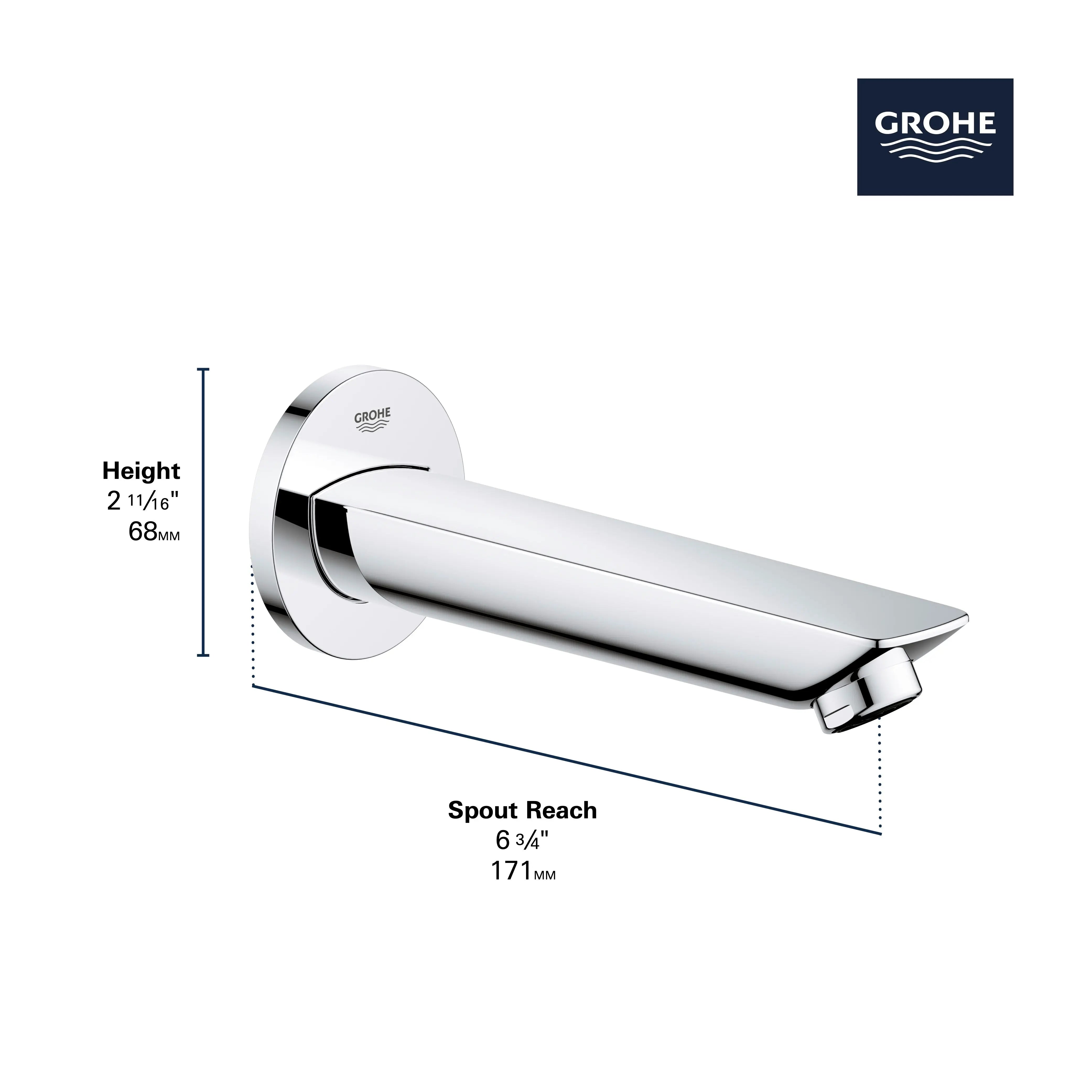 Grohe BAULOOP TUB SPOUT  Chrome 13286001 - Plumbing Market