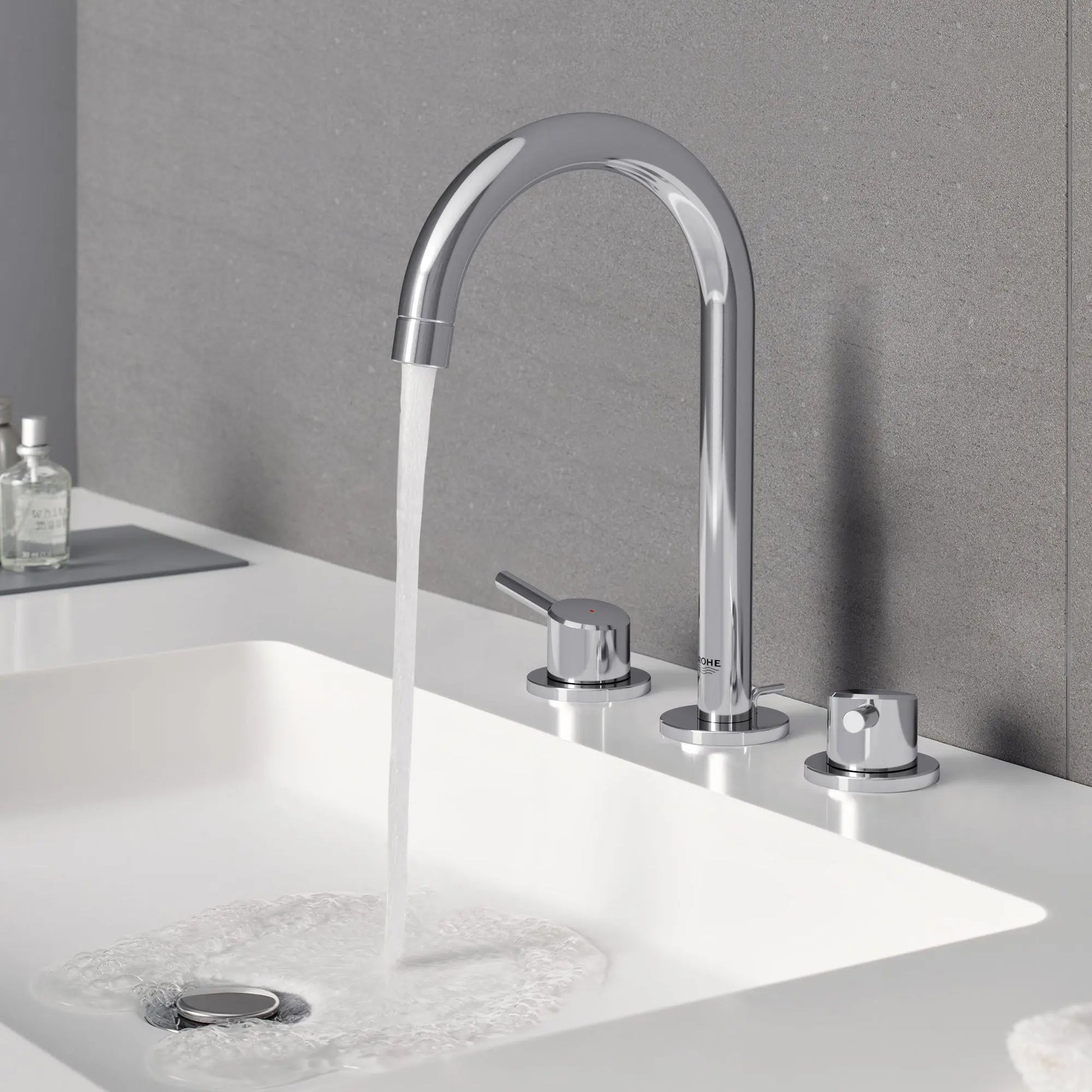 Grohe CONCETTO 2HDL BASIN 3-H L-SIZE US  Chrome 2021700A - Plumbing Market