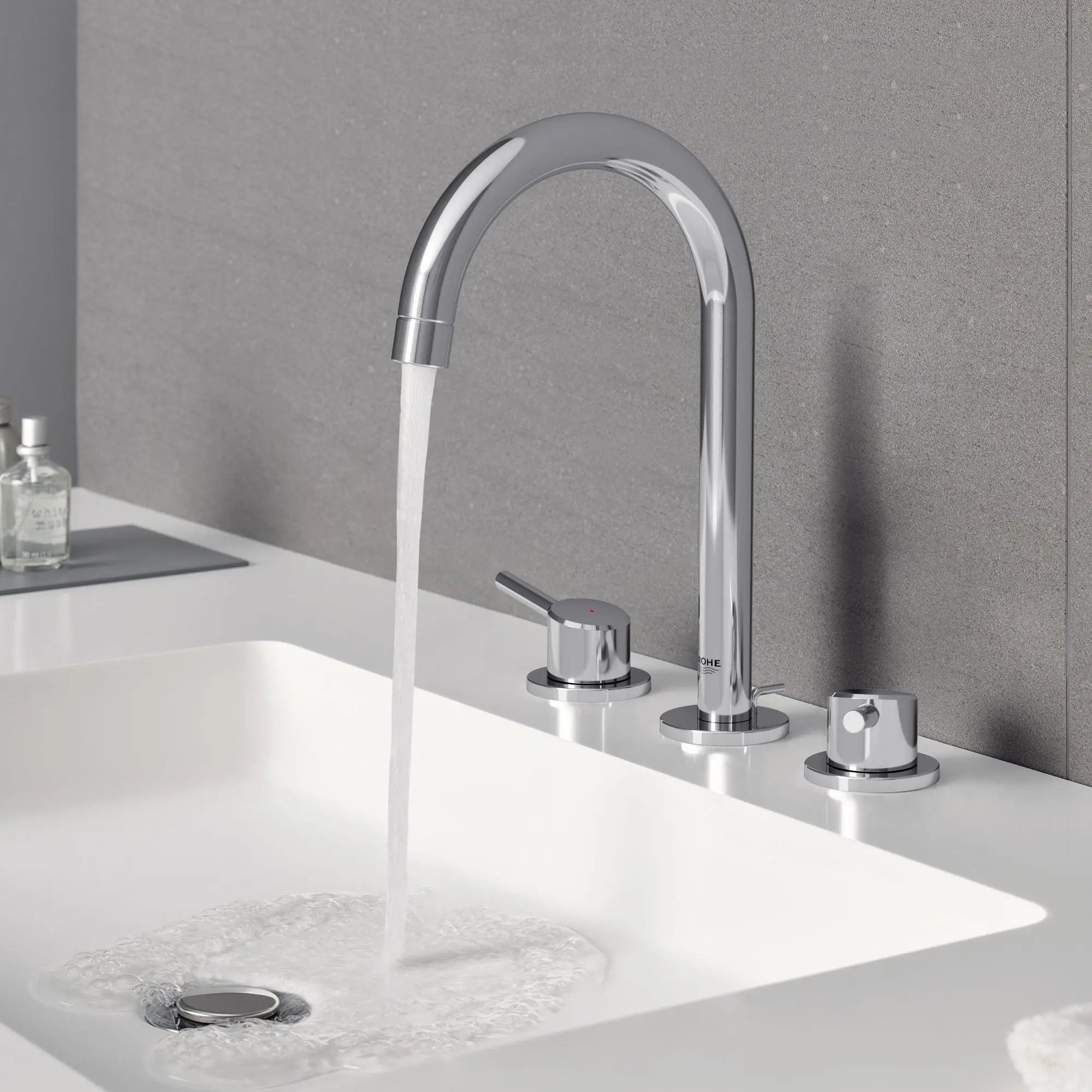 Grohe CONCETTO 2HDL BASIN 3-H L-SIZE US  Chrome 2021700A - Plumbing Market