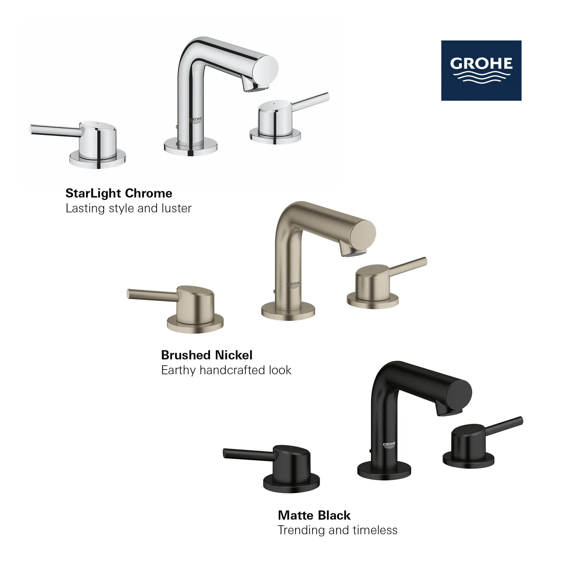 Grohe CONCETTO 2HDL BASIN 3-H XS US Matte Black 205722431 - Plumbing Market