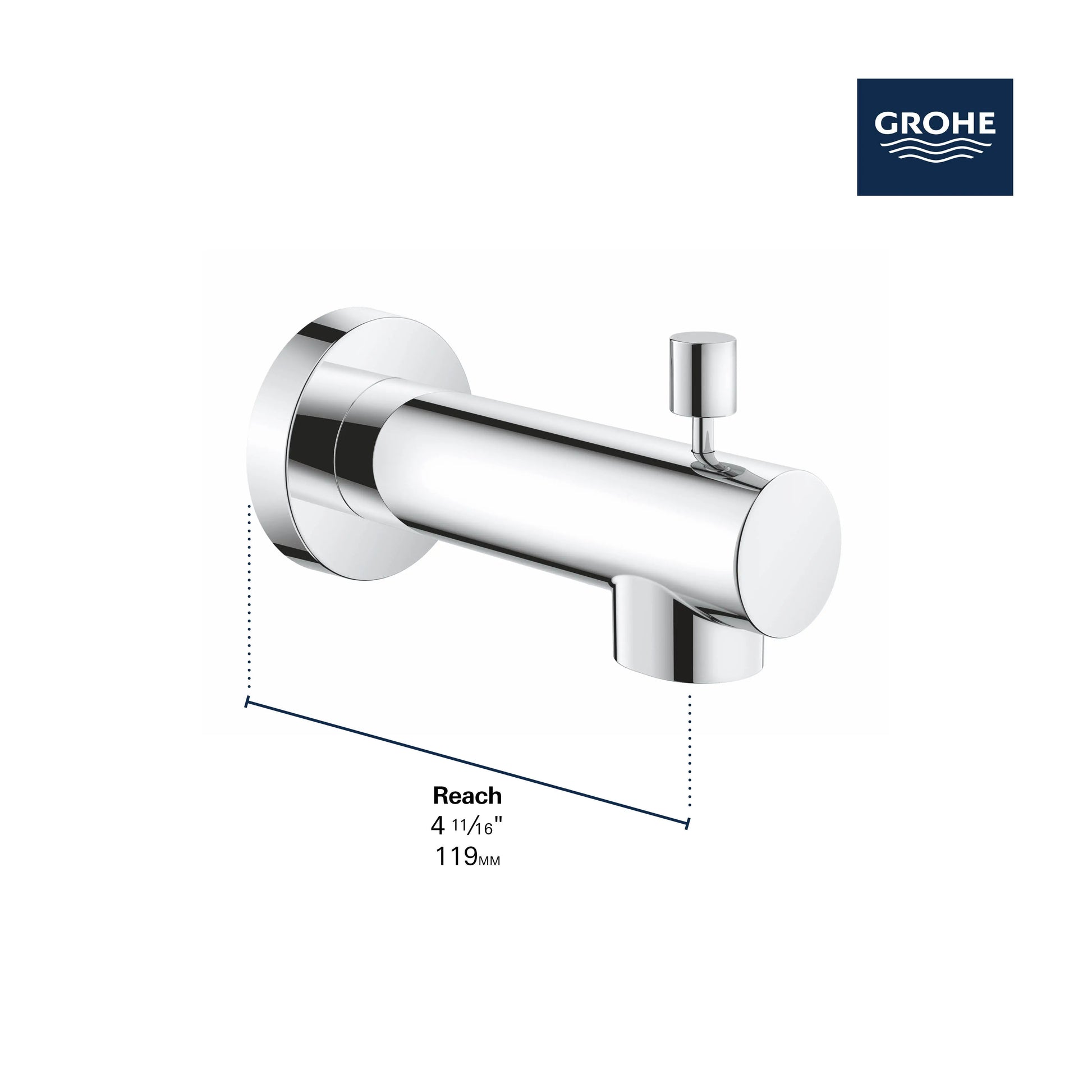 Grohe CONCETTO BATH SPOUT &DIVERTER EXP US  Chrome 13366000 - Plumbing Market