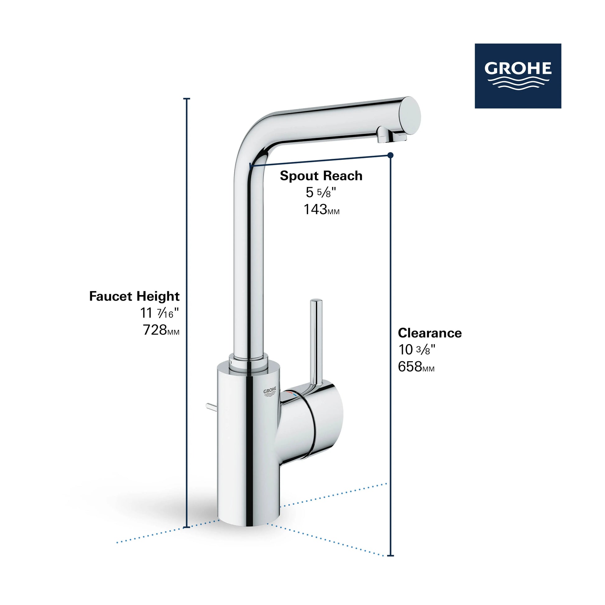 Grohe CONCETTO OHM BASIN L-SIZE US  Brushed Nickel 23737EN2 - Plumbing Market