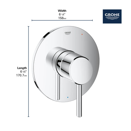 Grohe CONCETTO PBV TRIM WITH CARTRIDGE  Chrome 14468000 - Plumbing Market