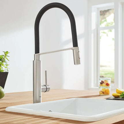 Grohe CONCETTO SEMI-PRO KITCHEN US, BLACK HOSE  Supersteel 31492DC0 - Plumbing Market