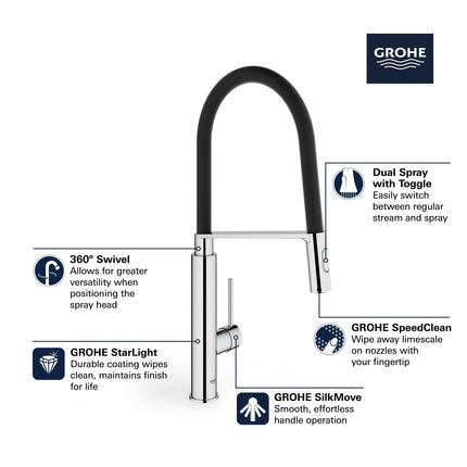 Grohe CONCETTO SNGL HDL KITCH SEMI-PRO MD.SP.  Brushed Cool Sunrise 31492GN0 - Plumbing Market