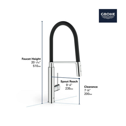 Grohe CONCETTO SNGL HDL KITCH SEMI-PRO MD.SP. Matte Black 314922430 - Plumbing Market