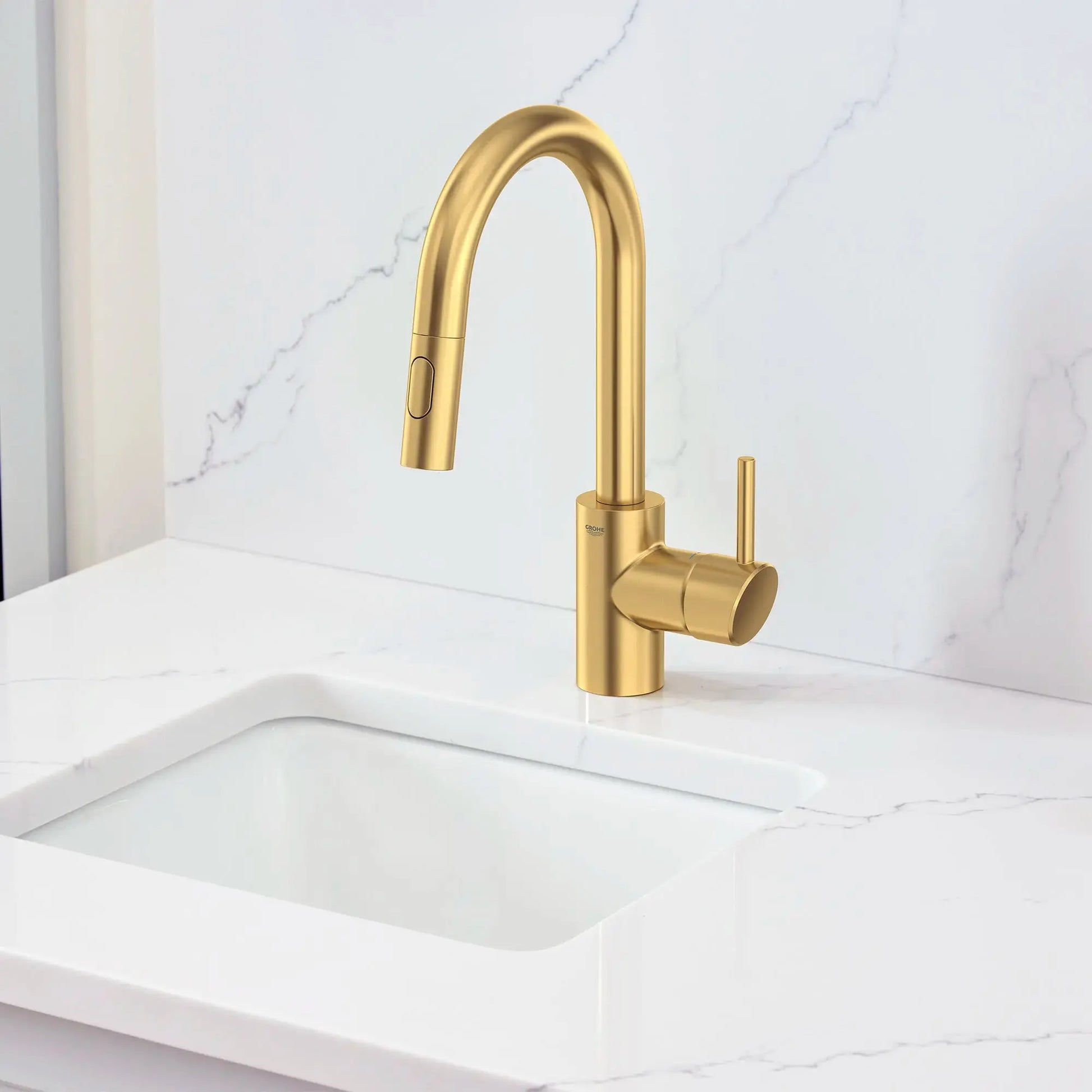Grohe CONCETTO# DUAL SPRAY PULL-DOWN BAR FAUCE  Brushed Cool Sunrise 31479GN1 - Plumbing Market