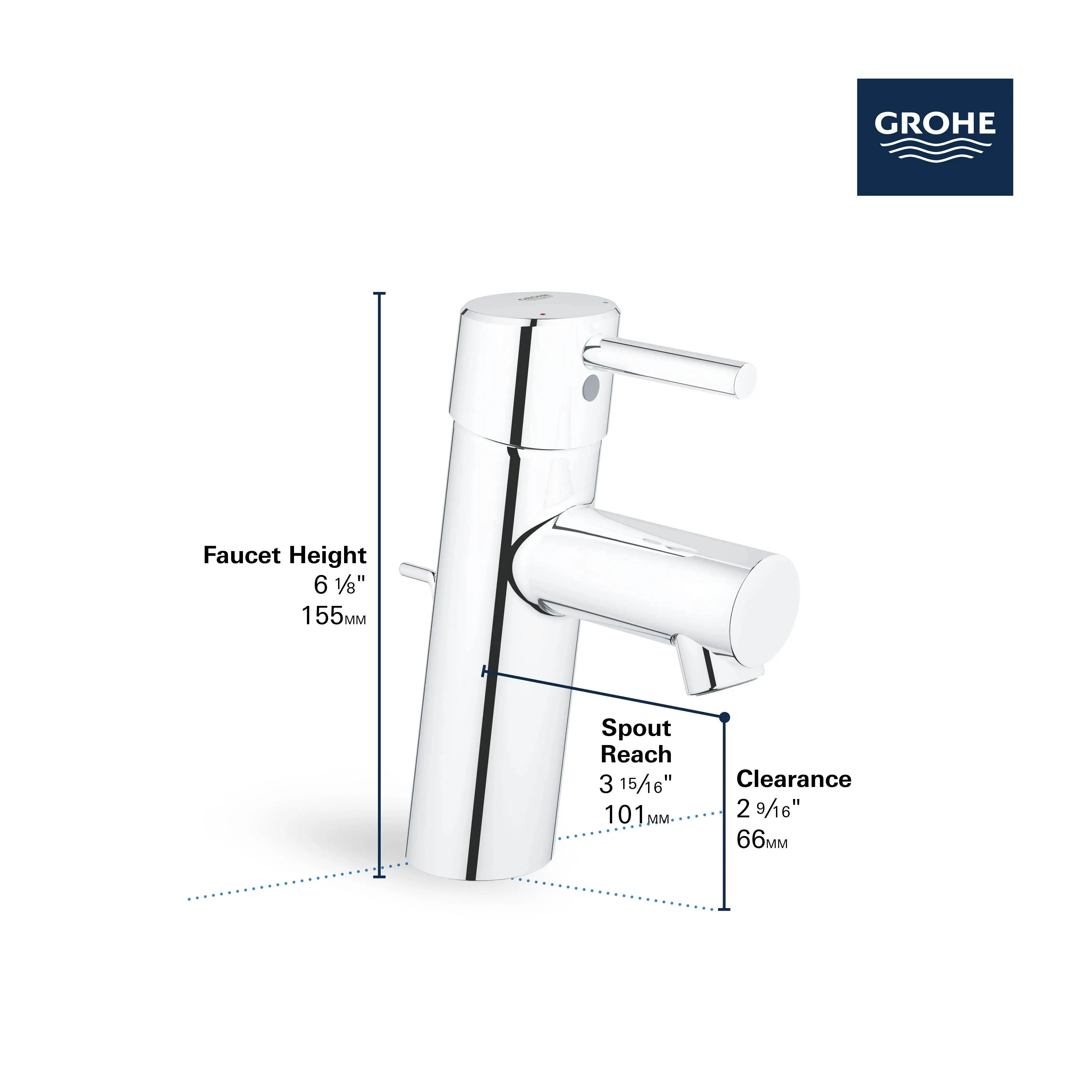 Grohe CONCETTO OHM BASIN S-SIZE US  Chrome 3427000A - Plumbing Market