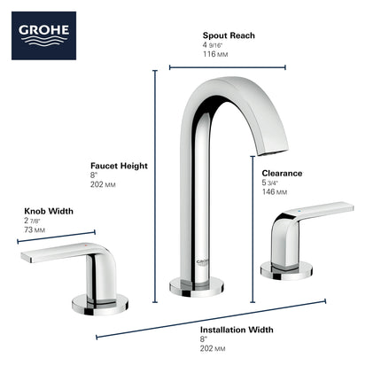 Grohe DEFINED 2-HANDLE SINK L Matte Black 205972430 - Plumbing Market