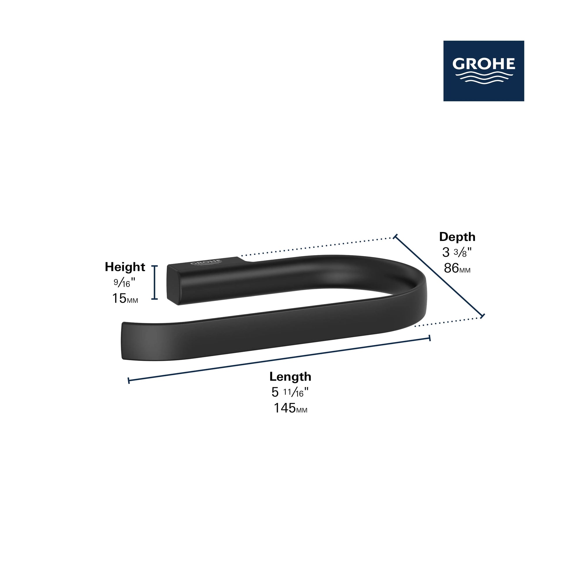 Grohe DEFINED TOILET PAPER HOLDER Matte Black 409742430 - Plumbing Market