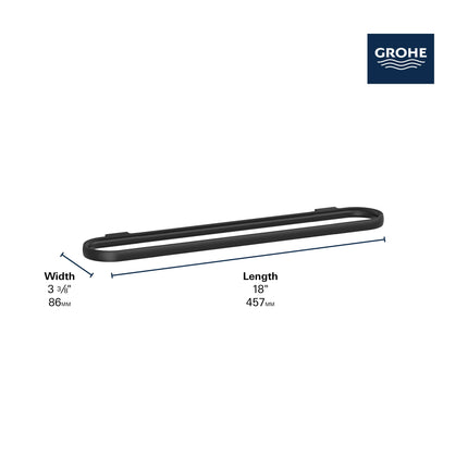 Grohe DEFINED TOWEL RAIL 18IN Matte Black 409702430 - Plumbing Market