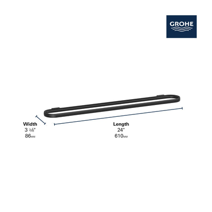 Grohe DEFINED TOWEL RAIL 24IN Matte Black 409712430 - Plumbing Market