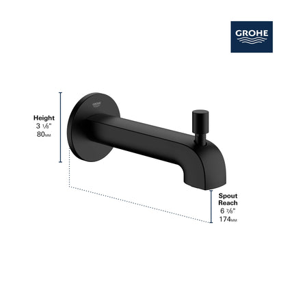 Grohe DIVERTER TUB SPOUT (IPS) Matte Black 266372430 - Plumbing Market