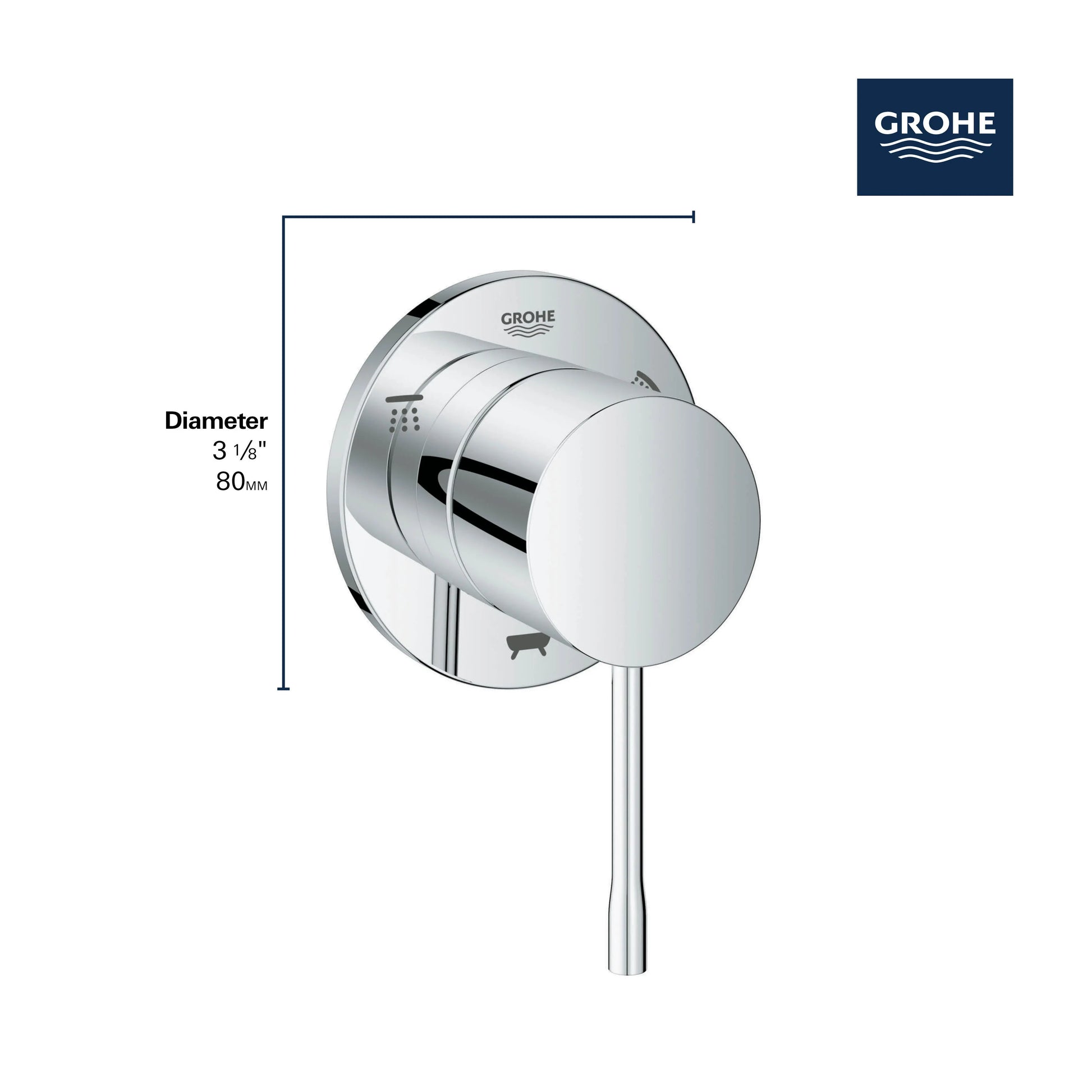 Grohe ESSENCE NEW 3-WAY DIVERTER TRIM Matte Black 292032431 - Plumbing Market