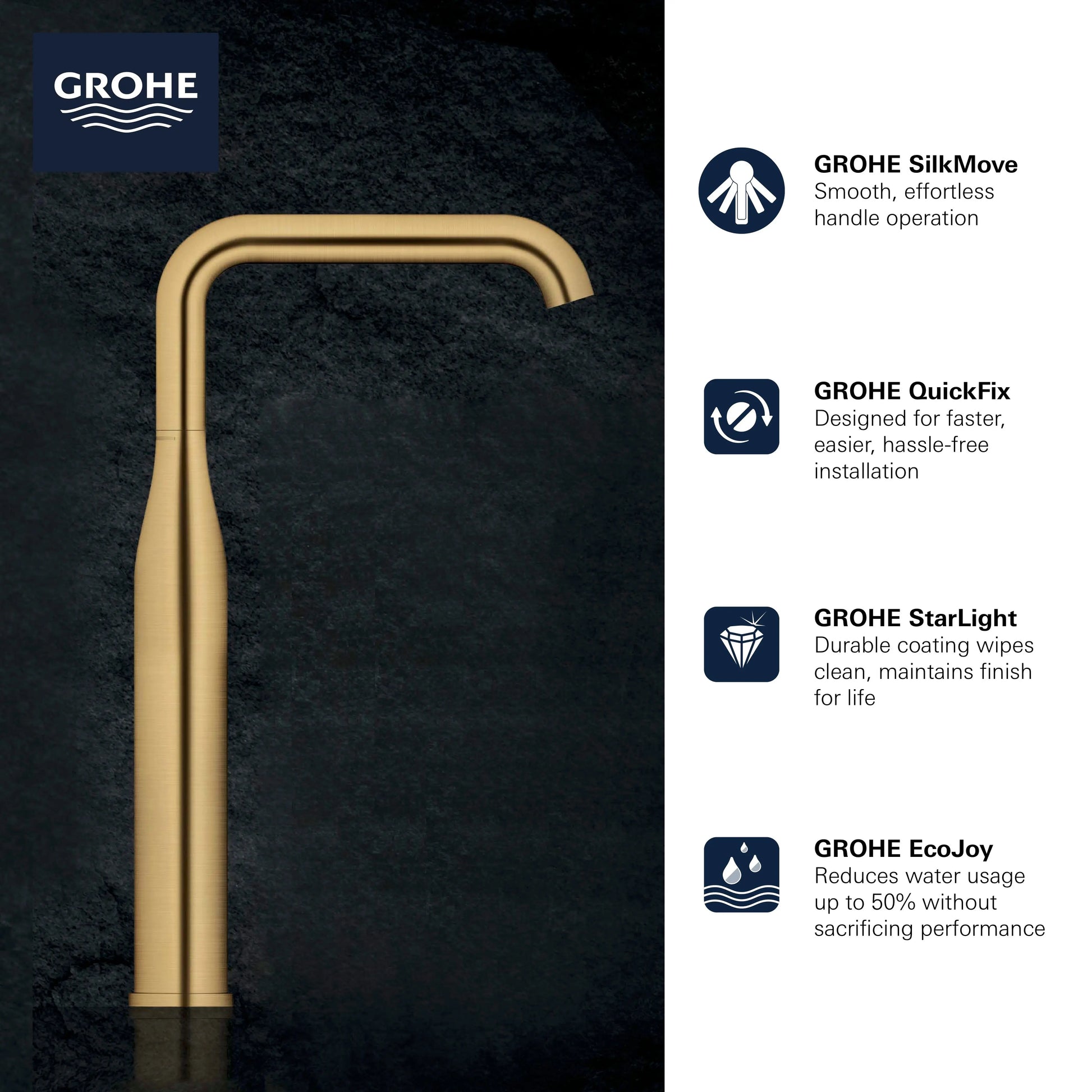 Grohe ESSENCE NEW OHM BASIN U-SP SMOOTH B. US  Chrome 2353800A - Plumbing Market