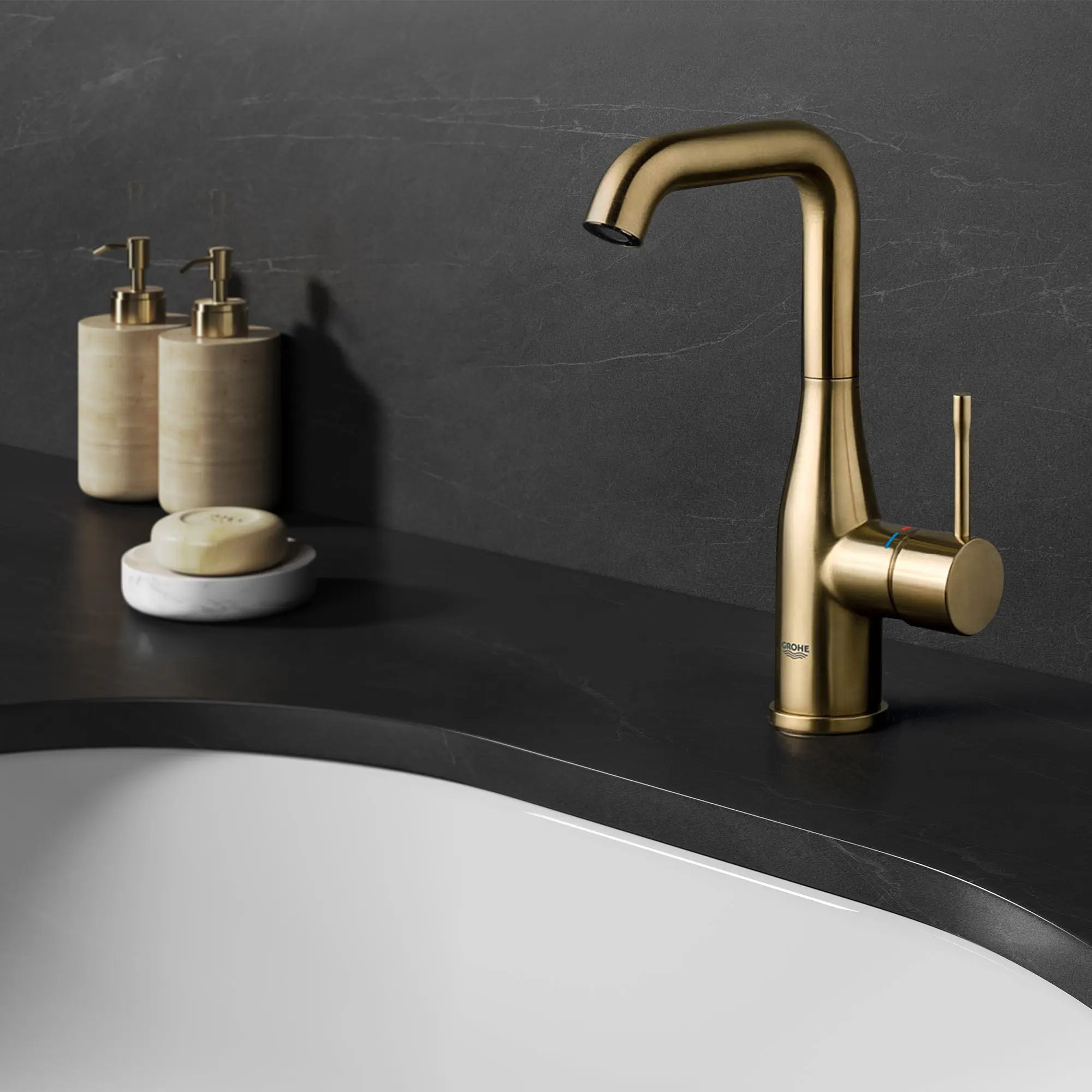Grohe ESSENCE NEW OHM BASIN U-SPOUT US  Brushed Cool Sunrise 23486GNA - Plumbing Market