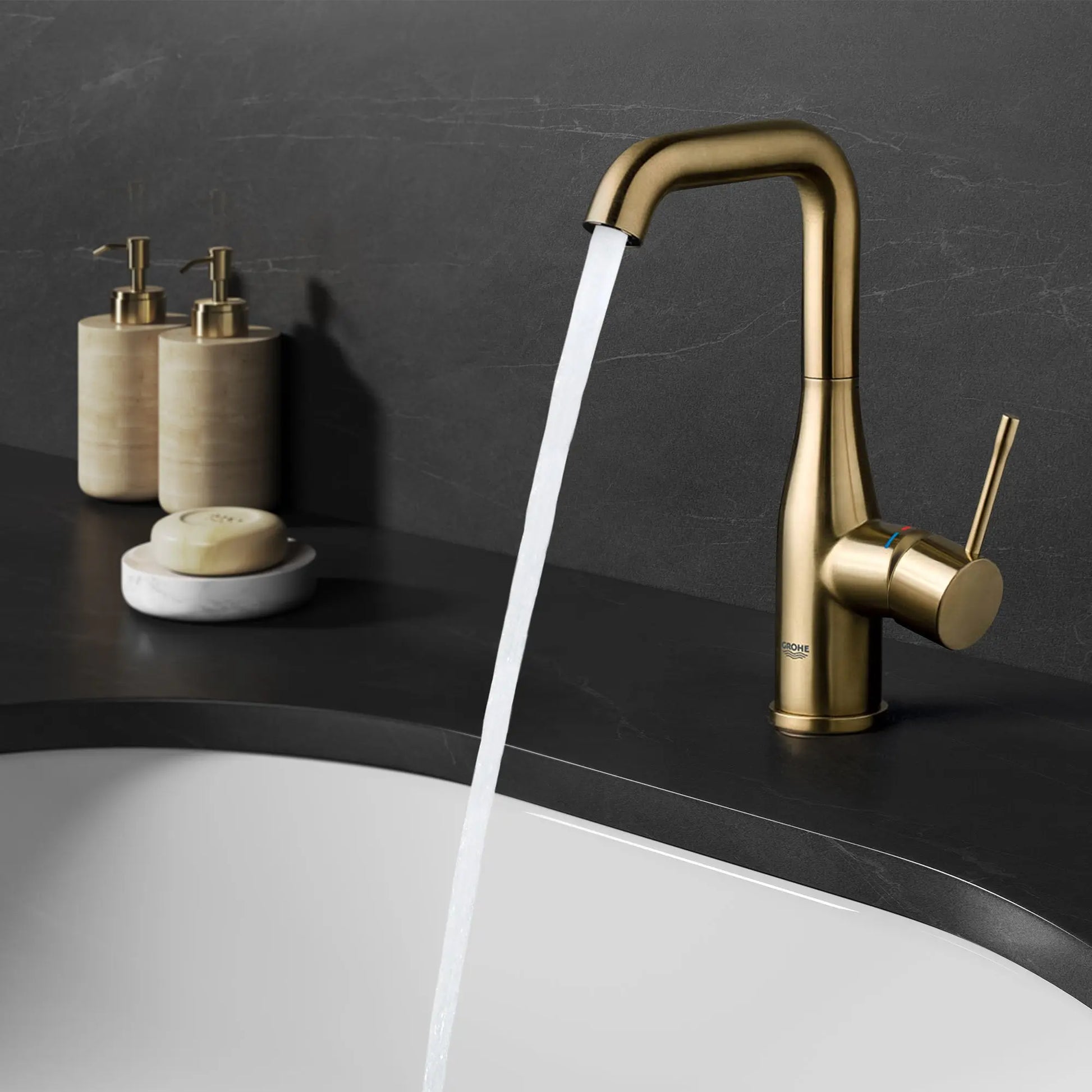 Grohe ESSENCE NEW OHM BASIN U-SPOUT US  Brushed Cool Sunrise 23486GNA - Plumbing Market