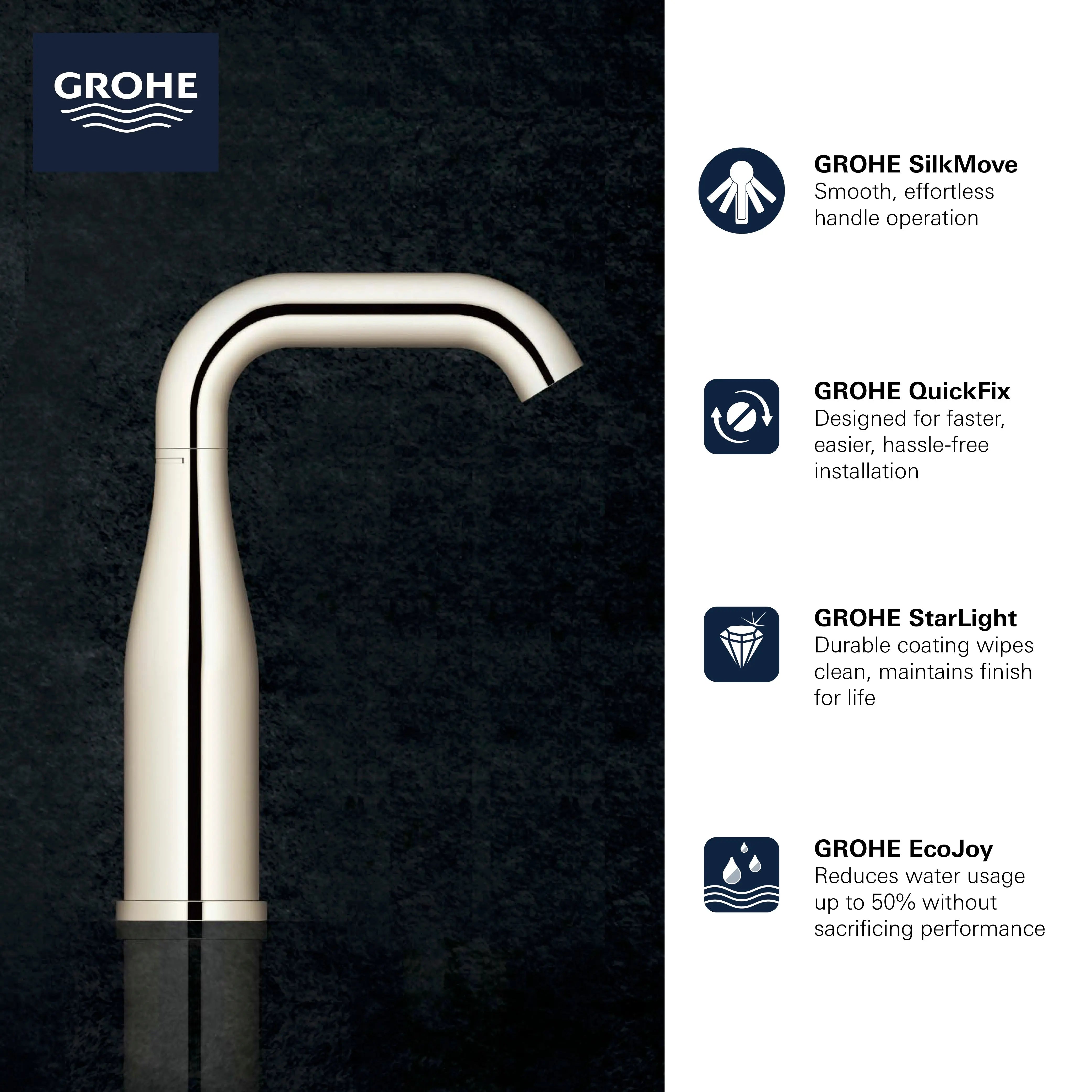 Grohe ESSENCE NEW OHM BASIN U-SPOUT US  Hard Graphite 23485A0A - Plumbing Market