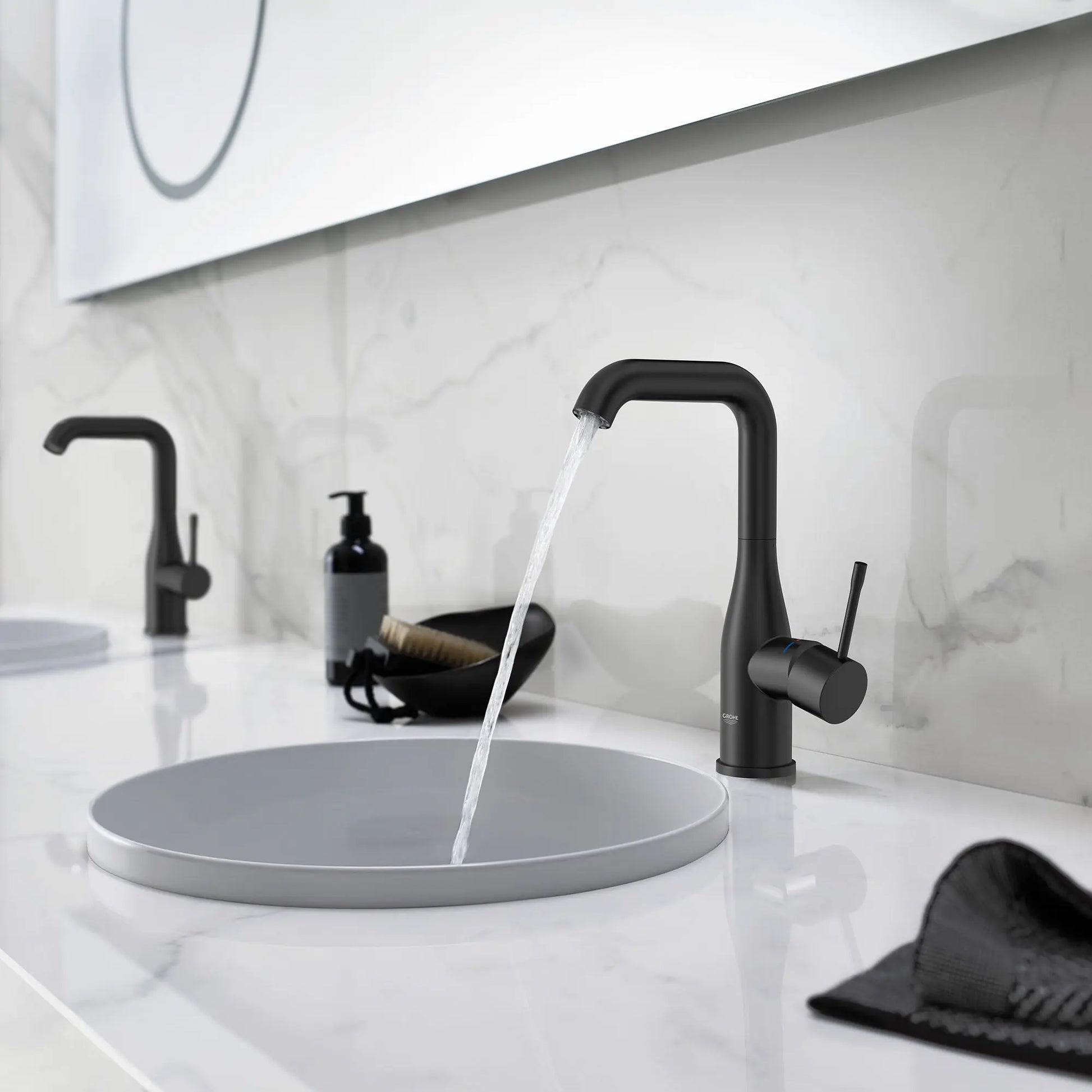 Grohe ESSENCE NEW OHM BASIN U-SPOUT US Matte Black 234862431 - Plumbing Market