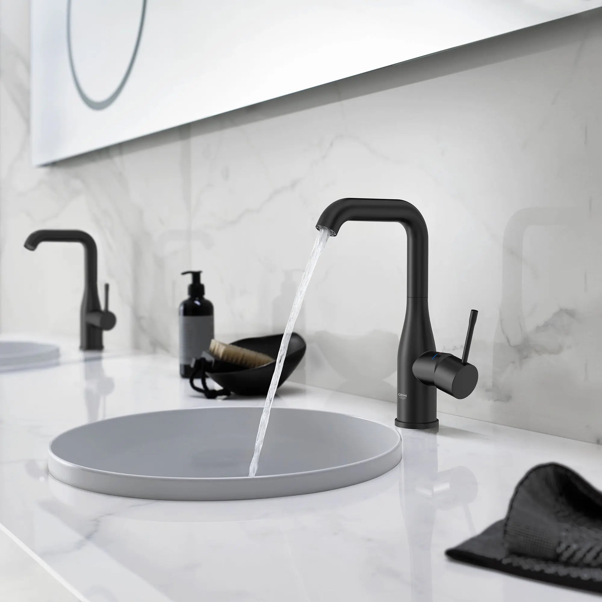 Grohe ESSENCE NEW OHM BASIN U-SPOUT US Matte Black 234862431 - Plumbing Market