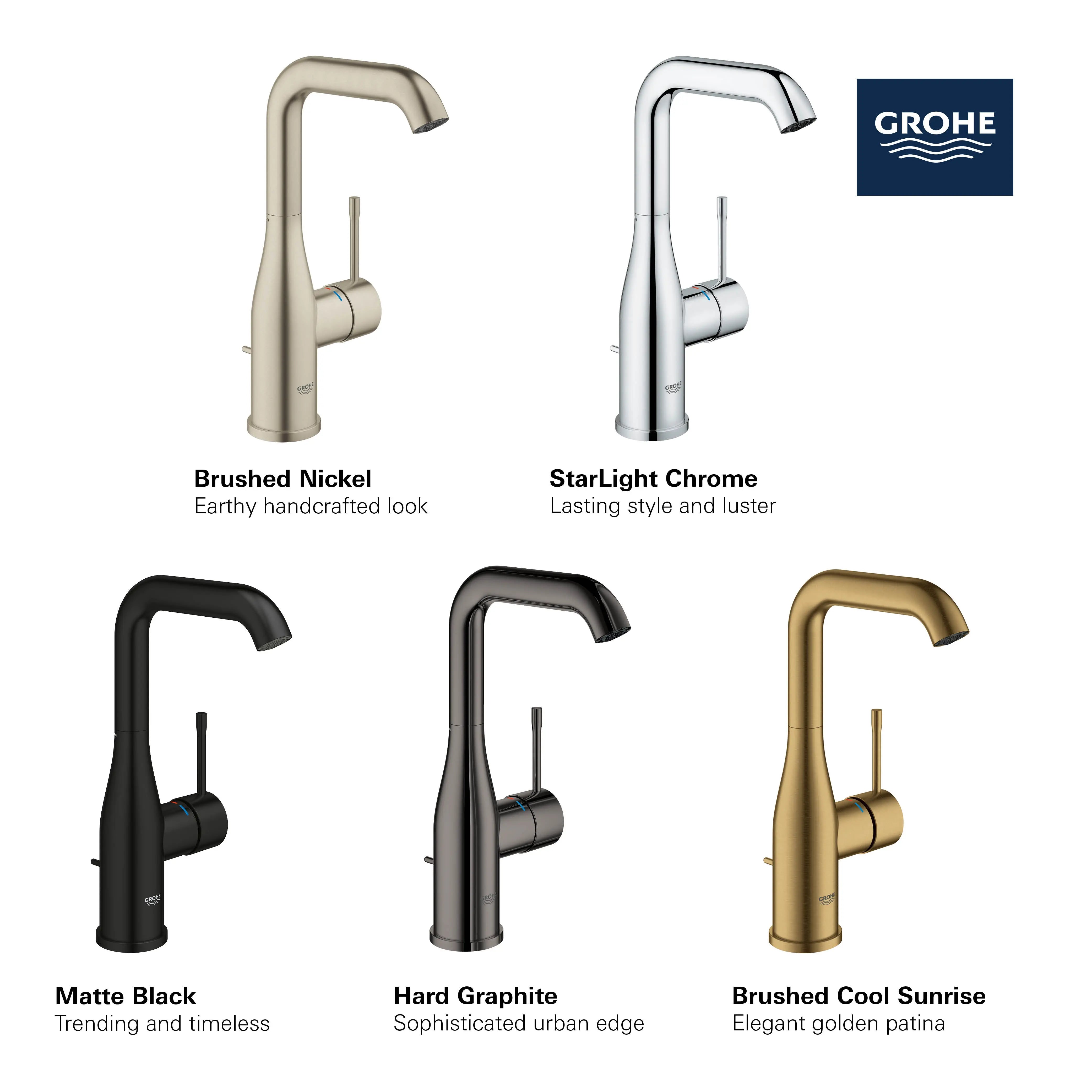 Grohe ESSENCE NEW OHM BASIN U-SPOUT US Matte Black 234862431 - Plumbing Market