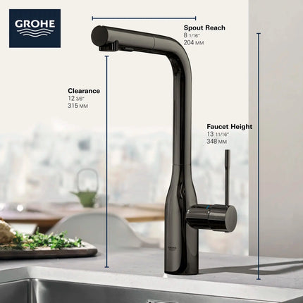 Grohe ESSENCE NEW OHM SINK L-SPOUT SPRAY US  Hard Graphite 30271A00 - Plumbing Market