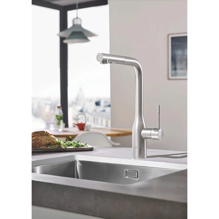 Grohe ESSENCE NEW OHM SINK L-SPOUT SPRAY US  Supersteel 30271DC0 - Plumbing Market