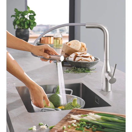 Grohe ESSENCE NEW OHM SINK L-SPOUT SPRAY US  Supersteel 30271DC0 - Plumbing Market