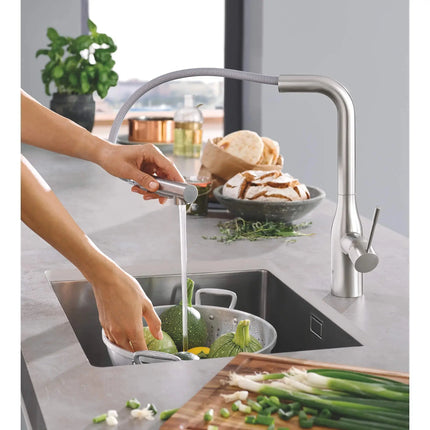 Grohe ESSENCE NEW OHM SINK L-SPOUT SPRAY US  Supersteel 30271DC0 - Plumbing Market