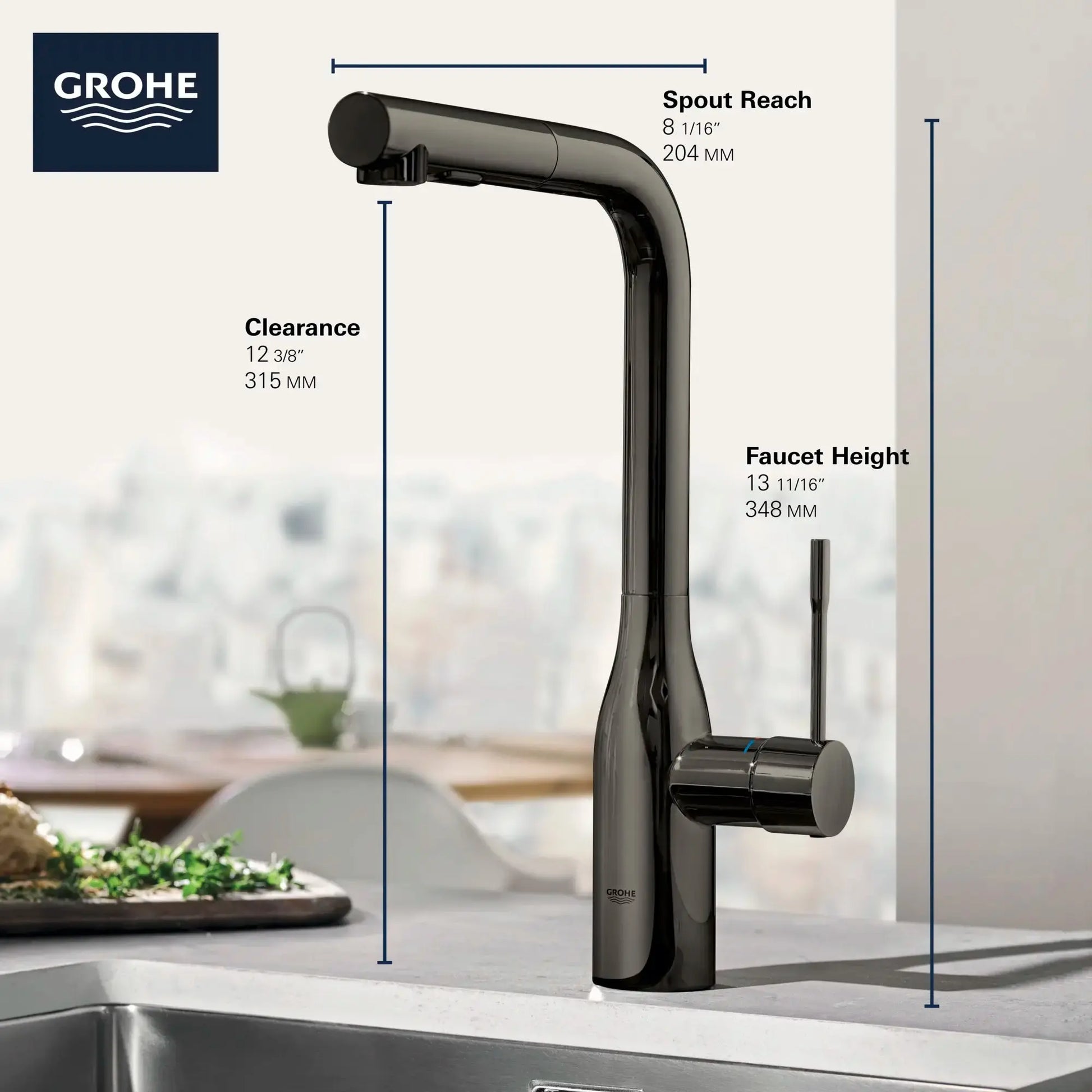 Grohe ESSENCE NEW OHM SINK L-SPOUT SPRAY US  Supersteel 30271DC0 - Plumbing Market