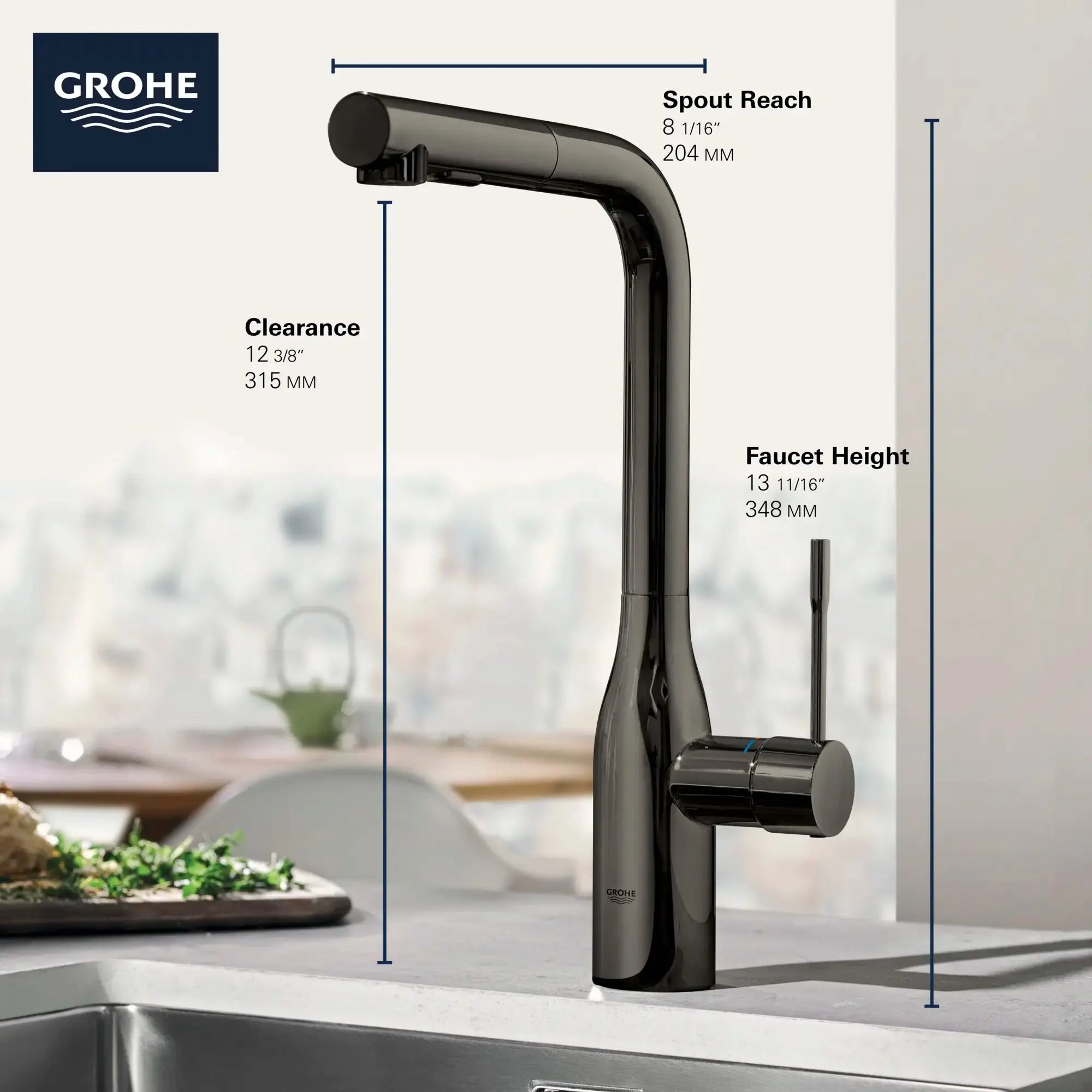 Grohe ESSENCE NEW OHM SINK L-SPOUT SPRAY US  Supersteel 30271DC0 - Plumbing Market