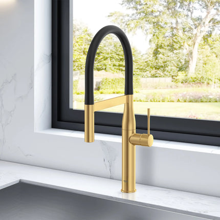 Grohe ESSENCE SEMI-PRO KITCHEN US, BLACK HOSE  Brushed Cool Sunrise 30295GN0 - Plumbing Market