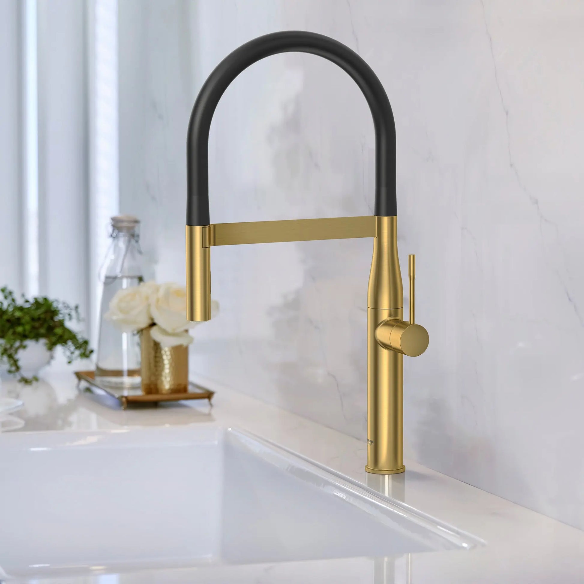 Grohe ESSENCE SEMI-PRO KITCHEN US, BLACK HOSE  Brushed Cool Sunrise 30295GN0 - Plumbing Market