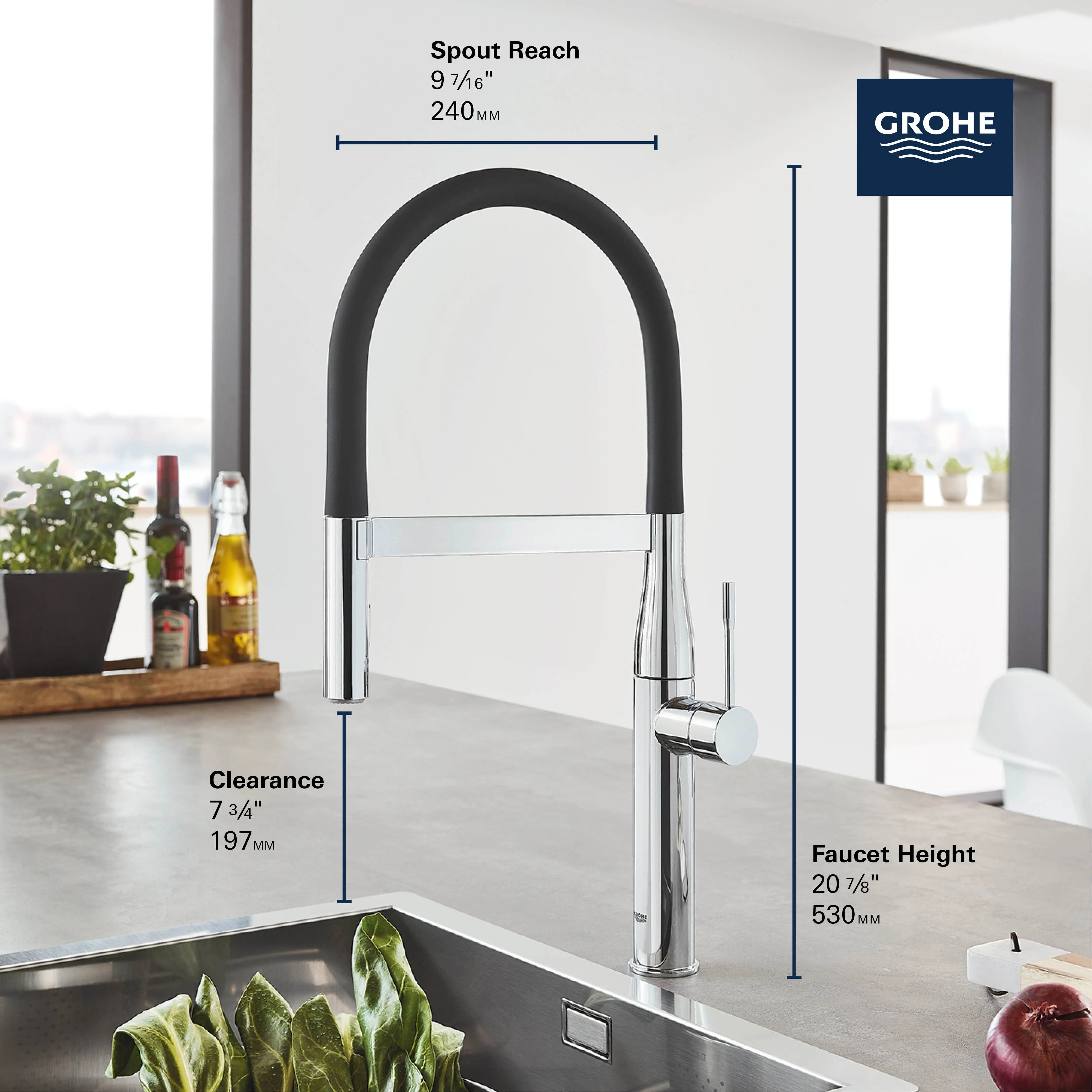 Grohe ESSENCE SEMI-PRO KITCHEN US, BLACK HOSE  Brushed Cool Sunrise 30295GN0 - Plumbing Market