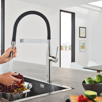 Grohe ESSENCE SEMI-PRO KITCHEN US, BLACK HOSE  Chrome 30295000 - Plumbing Market