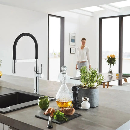 Grohe ESSENCE SEMI-PRO KITCHEN US, BLACK HOSE  Chrome 30295000 - Plumbing Market