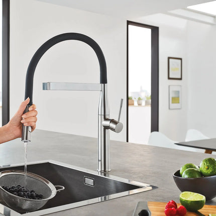 Grohe ESSENCE SEMI-PRO KITCHEN US, BLACK HOSE  Chrome 30295000 - Plumbing Market