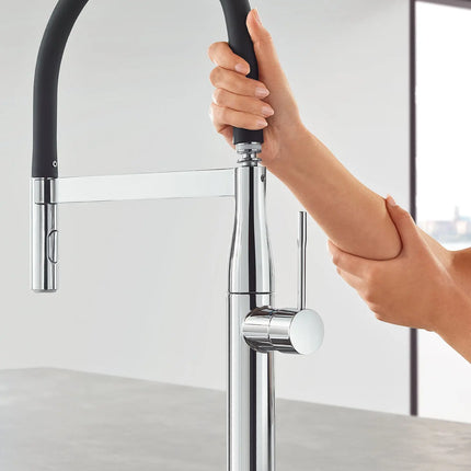 Grohe ESSENCE SEMI-PRO KITCHEN US, BLACK HOSE  Chrome 30295000 - Plumbing Market