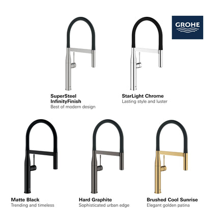 Grohe ESSENCE SEMI-PRO KITCHEN US, BLACK HOSE  Hard Graphite 30295A00 - Plumbing Market