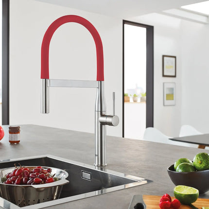 Grohe ESSENCE SEMI-PRO KITCHEN US, BLACK HOSE  Supersteel 30295DC0 - Plumbing Market