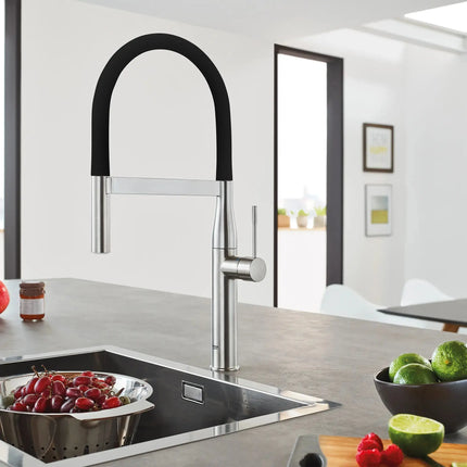 Grohe ESSENCE SEMI-PRO KITCHEN US, BLACK HOSE  Supersteel 30295DC0 - Plumbing Market