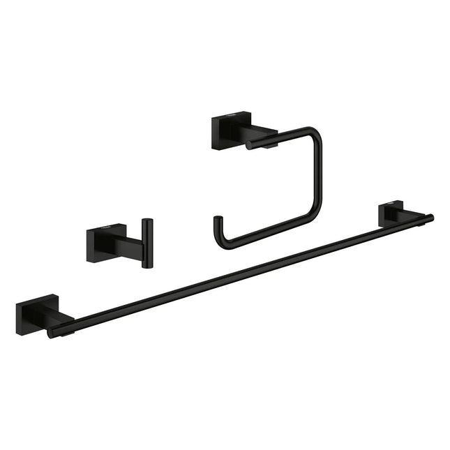 Grohe ESSENTIALS CUBE ACC. SET Matte Black 407772431 - Plumbing Market