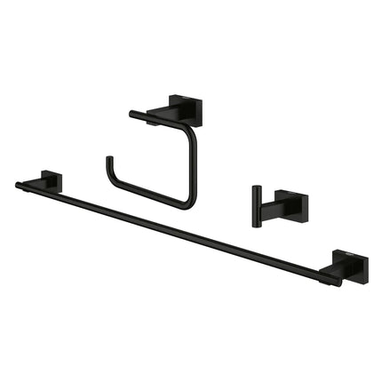 Grohe ESSENTIALS CUBE ACC. SET Matte Black 407772431 - Plumbing Market
