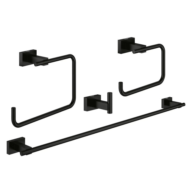 Grohe ESSENTIALS CUBE ACC. SET Matte Black 407782431 - Plumbing Market