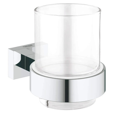 Grohe ESSENTIALS CUBE GLASS W/HOLDER  Chrome 40755001 - Plumbing Market