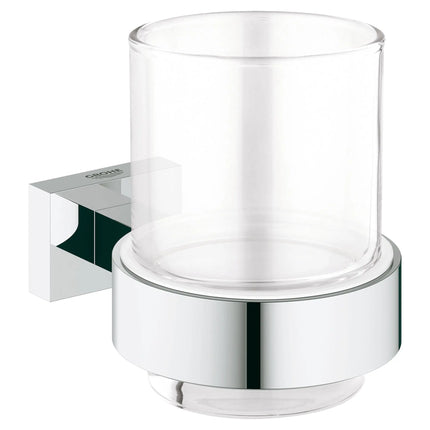 Grohe ESSENTIALS CUBE GLASS W/HOLDER  Chrome 40755001 - Plumbing Market