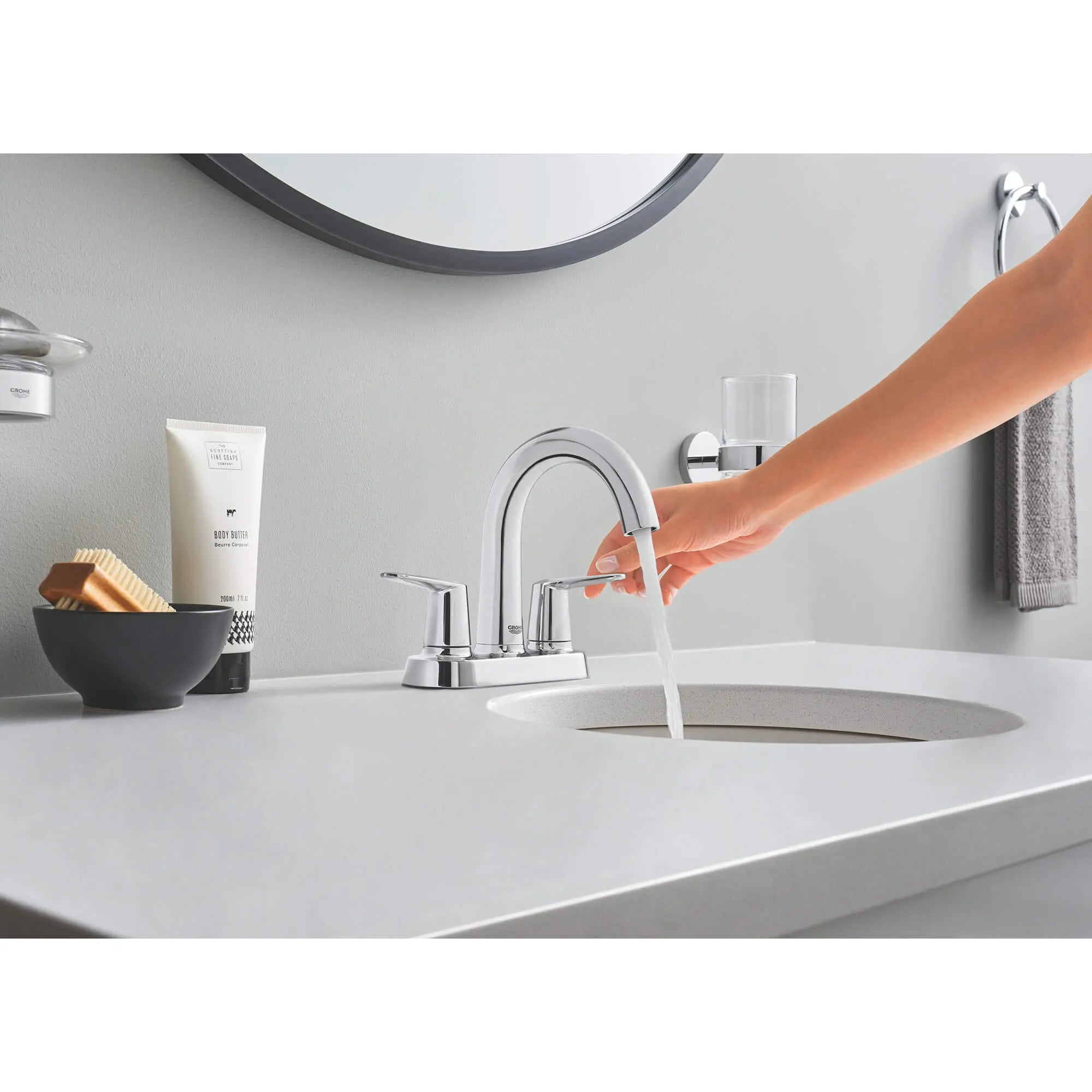 Grohe ESSENTIALS CUBE GLASS W/HOLDER  Chrome 40755001 - Plumbing Market