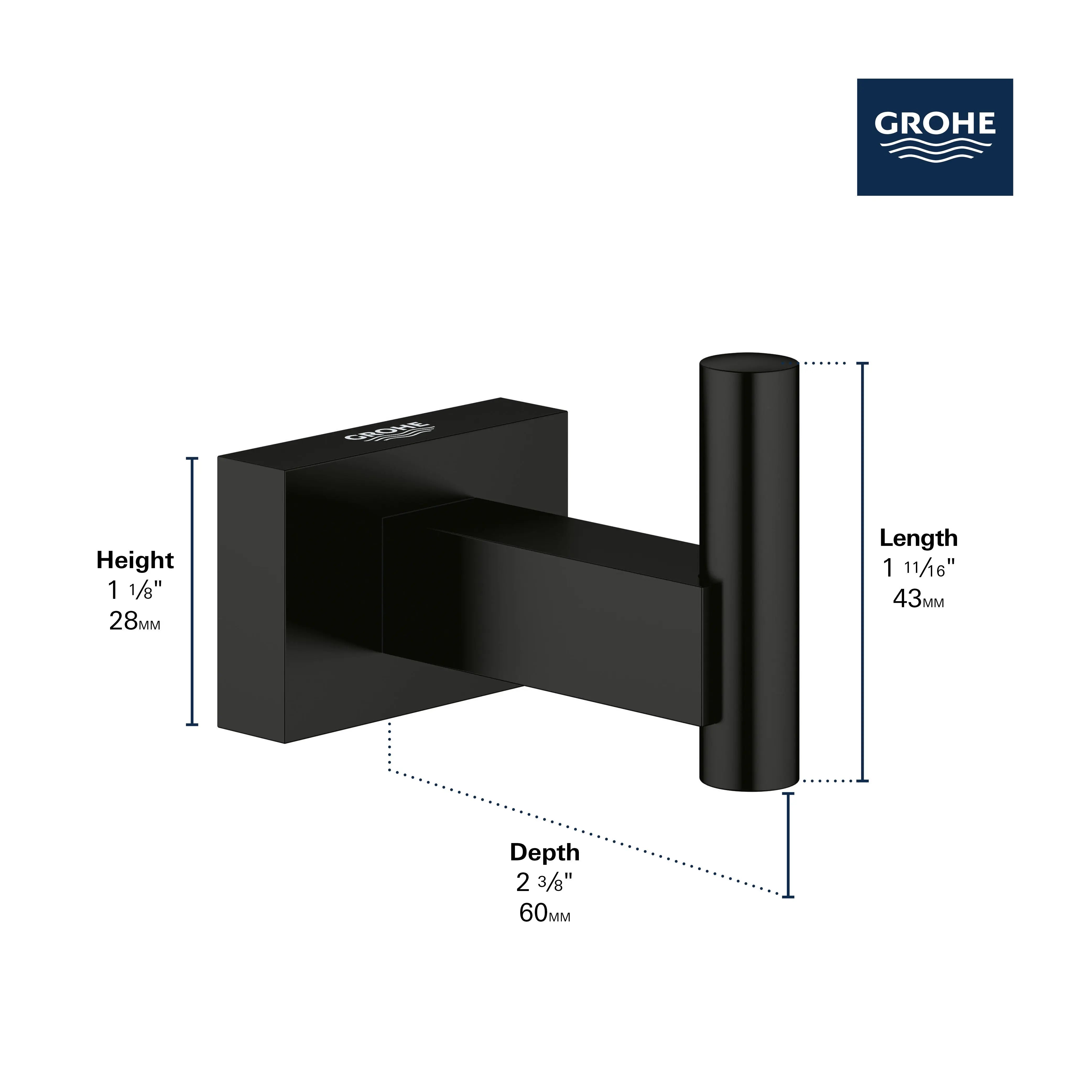 Grohe ESSENTIALS CUBE ROBE HOOK  Brushed Nickel 40511EN1 - Plumbing Market