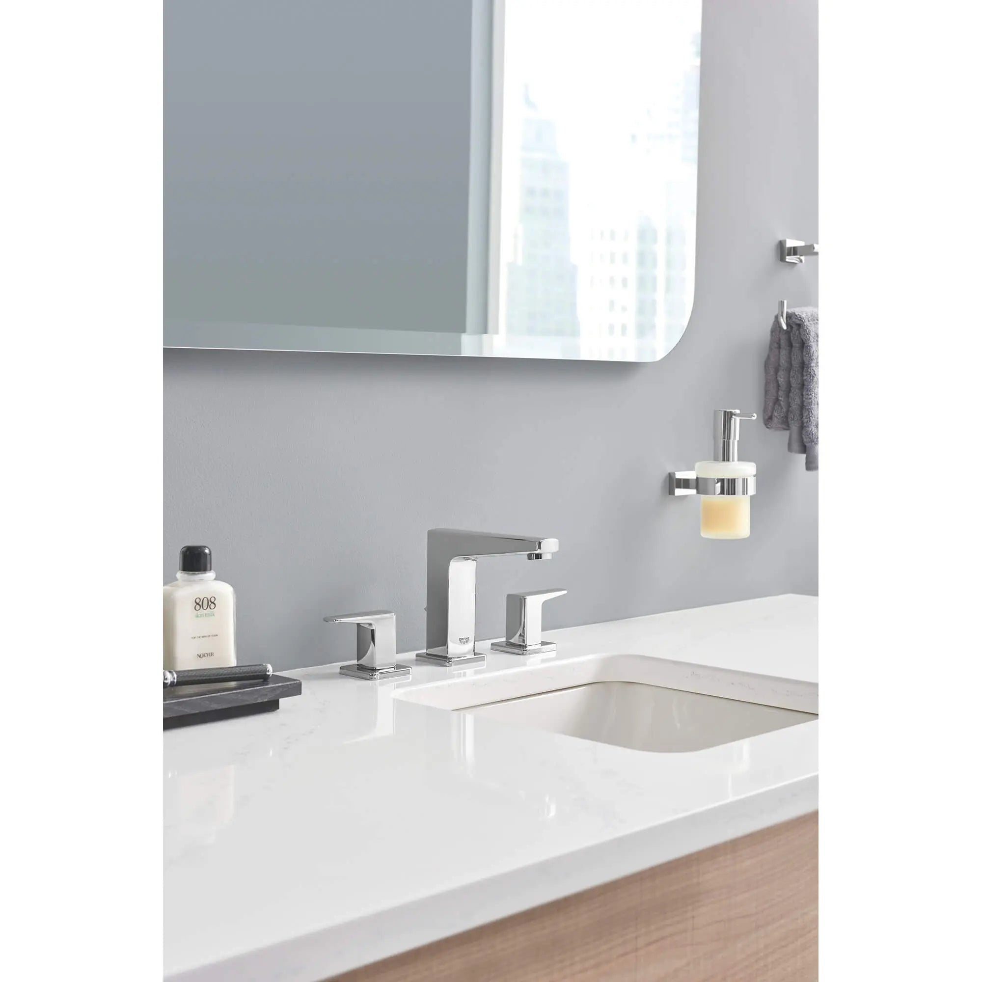 Grohe ESSENTIALS CUBE SOAP DISPENSER W/HOLDER  Chrome 40756001 - Plumbing Market